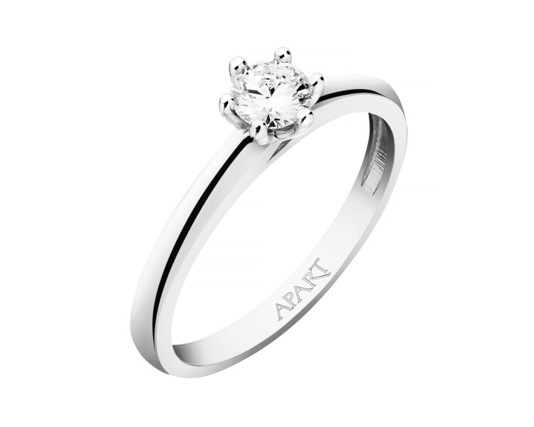 750 Rhodium-Plated White Gold Ring with Diamond - 0,23 ct - fineness 18 K