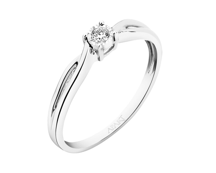Pierścionek z białego złota z brylantem - 0,05 ct - próba 750