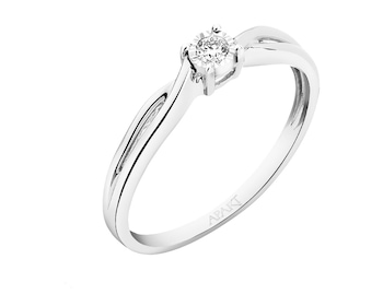 750 Rhodium-Plated White Gold Ring with Diamond 0,06 ct - fineness 18 K
