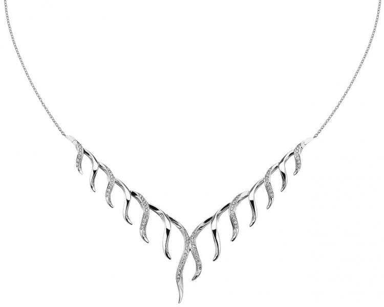 750 Rhodium-Plated White Gold Necklace with Diamonds 0,27 ct - fineness 18 K