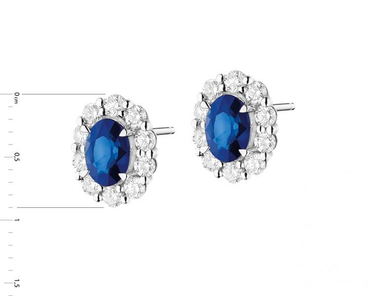 750 Rhodium-Plated White Gold Earrings with Diamonds - fineness 18 K