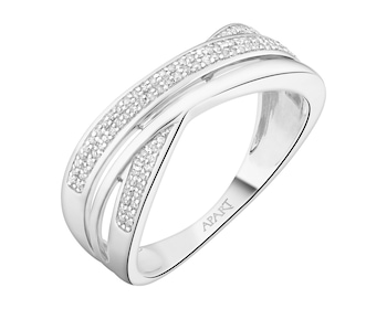 750 Rhodium-Plated White Gold Ring with Diamonds - 0,14 ct - fineness 18 K