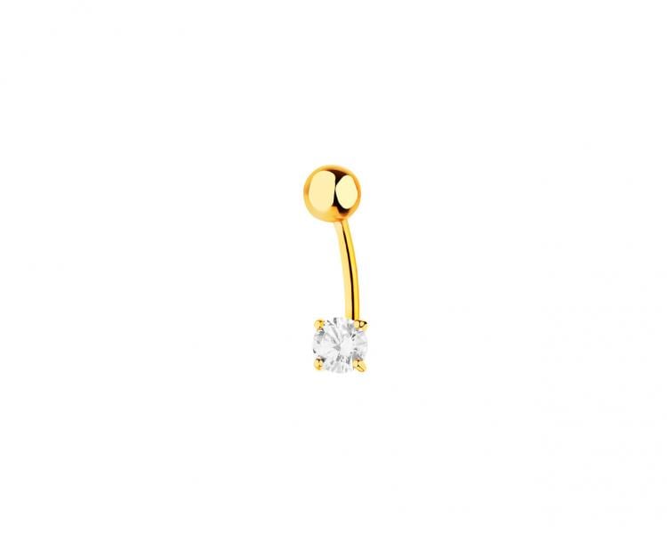 9 K Yellow Gold Navel Piercing with Cubic Zirconia