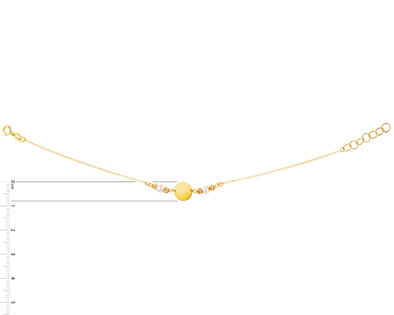 Złota bransoletka z perłami, ankier - koło