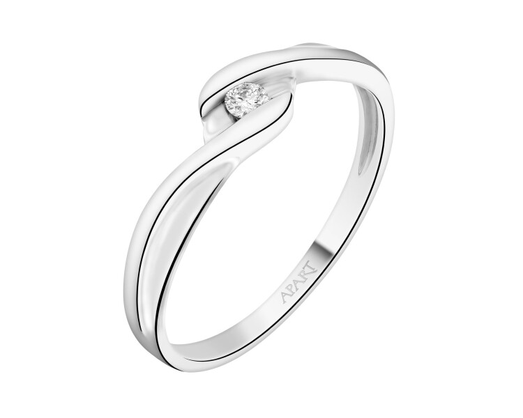 Prsten z bílého zlata s briliantem - 0,04 ct - ryzost 750