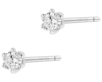 White gold earrings with diamonds 0,20 ct - fineness 18 K