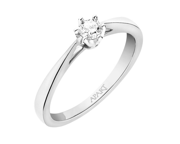 14ct White Gold Ring with Diamond 0,11 ct - fineness 18 K