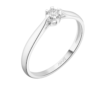 14ct White Gold Ring with Diamond - 0,08 ct - fineness 18 K