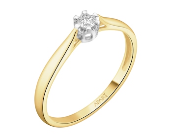 Yellow gold brilliant cut diamond ring - 0,08 ct - fineness 18 K