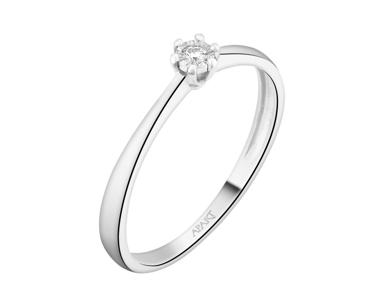 18 K White Gold Ring with Diamond - 0,02 ct - fineness 18 K