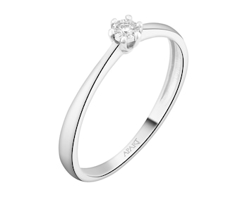Pierścionek z białego złota z brylantem - 0,02 ct - próba 750