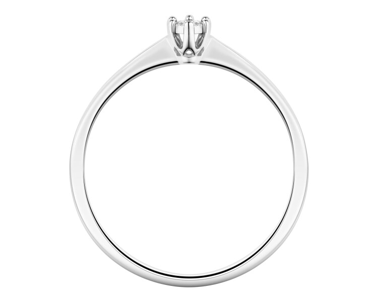 18 K White Gold Ring with Diamond - 0,02 ct - fineness 18 K