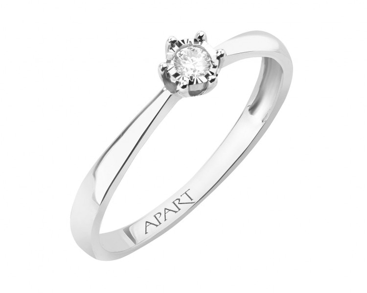 14ct White Gold Ring with Diamond 0,05 ct - fineness 18 K