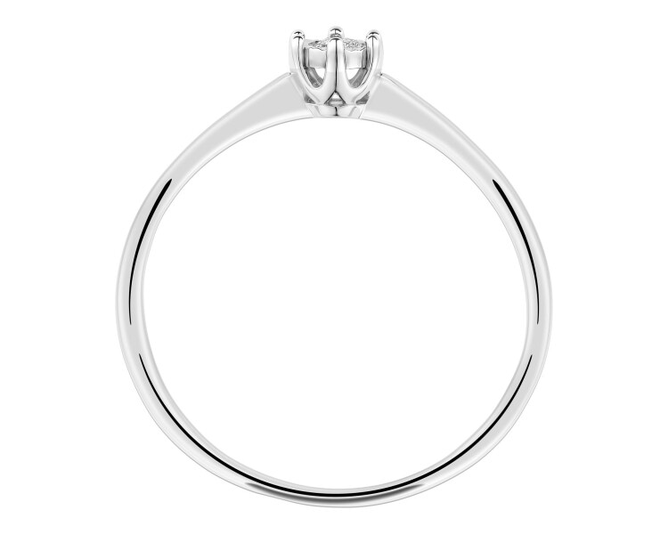 14ct White Gold Ring with Diamond - 0,05 ct - fineness 18 K