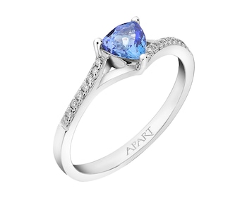 White gold ring with brilliants and tanzanite - fineness 18 K