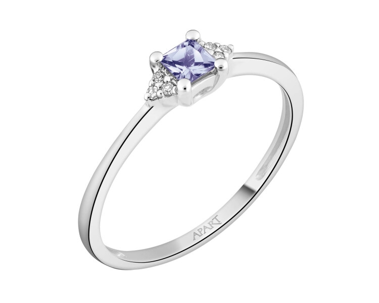 White gold ring with diamonds and tanzanite - fineness 18 K