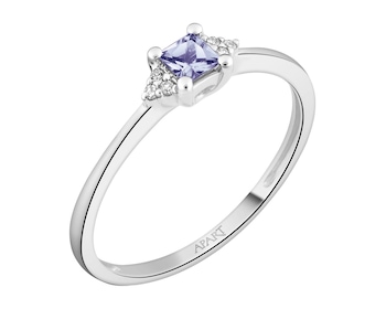 White gold ring with diamonds and tanzanite - fineness 18 K