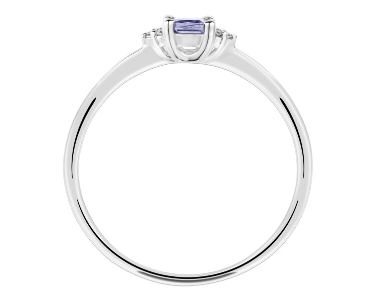 White gold ring with diamonds and tanzanite - fineness 18 K