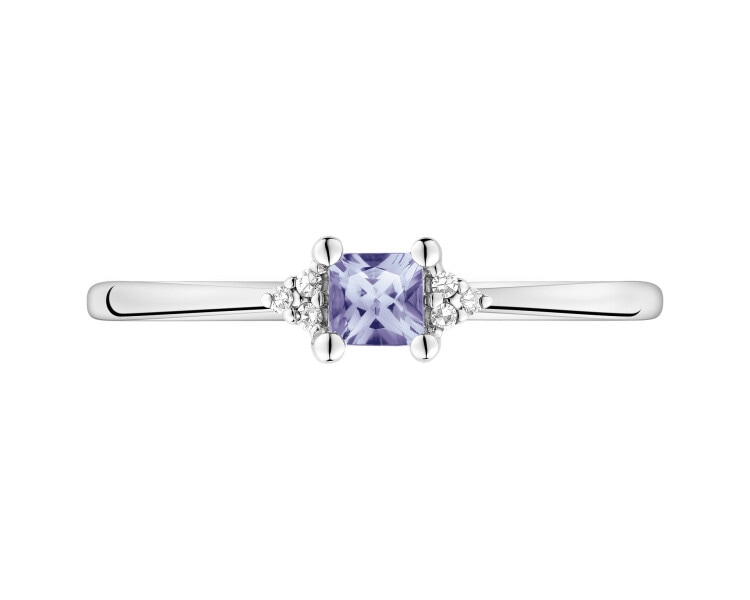 White gold ring with diamonds and tanzanite - fineness 18 K