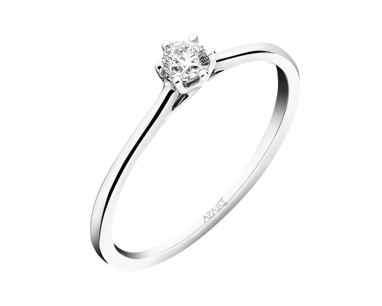 14ct White Gold Ring with Diamond - 0,14 ct - fineness 18 K