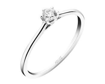 14ct White Gold Ring with Diamond - 0,14 ct - fineness 18 K
