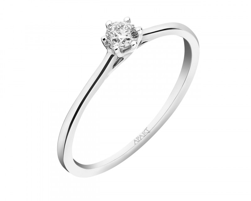 14ct White Gold Ring with Diamond 0,14 ct - fineness 18 K