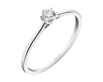 14ct White Gold Ring with Diamond 0,14 ct - fineness 18 K