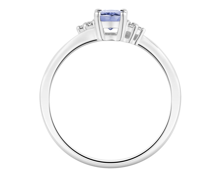 Pierścionek z białego złota z brylantami i tanzanitem - próba 750