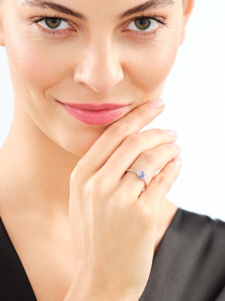 White gold diamond and tanzanite ring - fineness 18 K