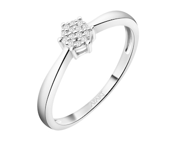 Pierścionek z białego złota z diamentami - 0,03 ct - próba 750