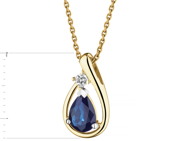 Zlatý přívěsek s diamantem a safírem - ryzost 750