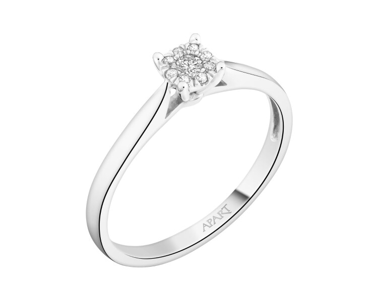 White gold diamond ring - 0,07 ct - fineness 18 K