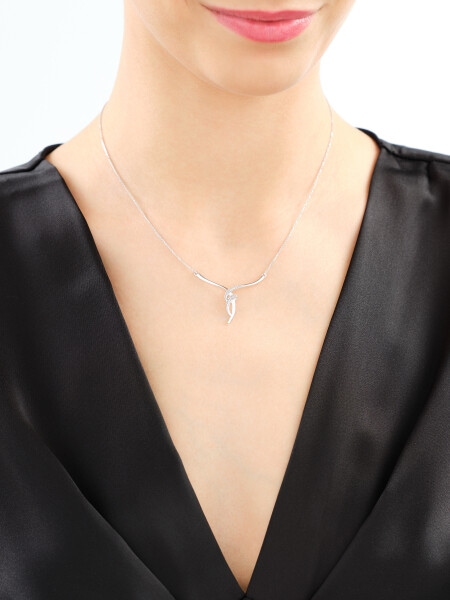 Naszyjnik z białego złota z brylantami - 0,05 ct - próba 750