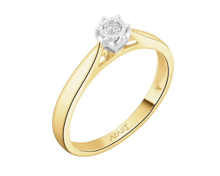 Yellow and white gold ring with brilliant - 0,05 ct - fineness 750