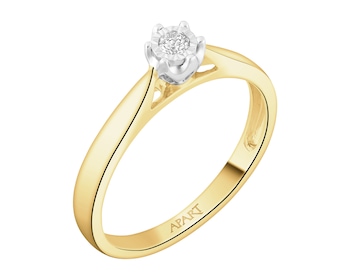 Yellow and white gold ring with brilliant - 0,05 ct - fineness 750