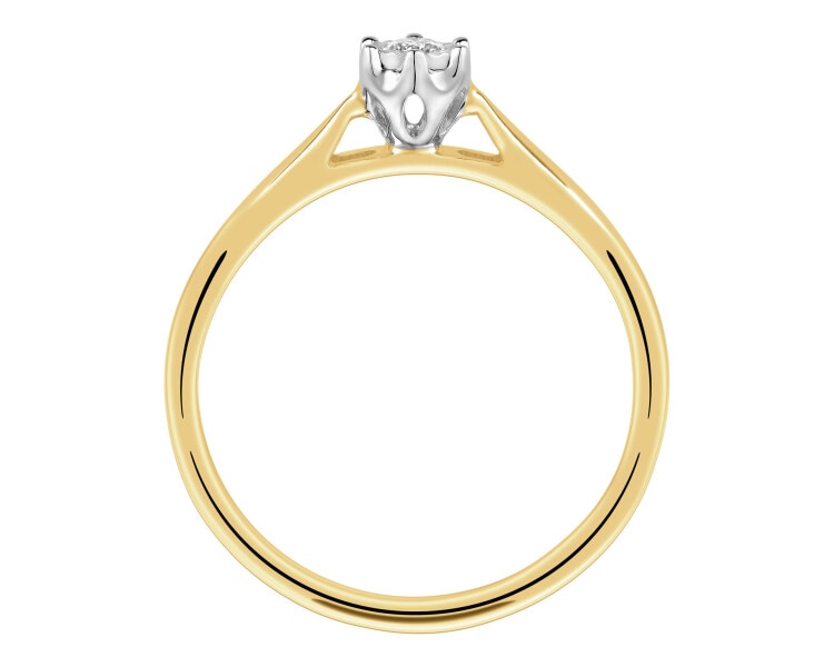 Yellow and white gold ring with brilliant - 0,05 ct - fineness 750