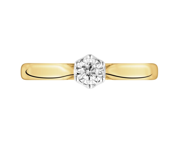 Yellow and white gold ring with brilliant - 0,05 ct - fineness 750