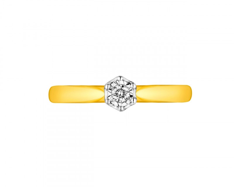Prsten ze žlutého a bílého zlata s briliantem 0,05 ct - ryzost 750