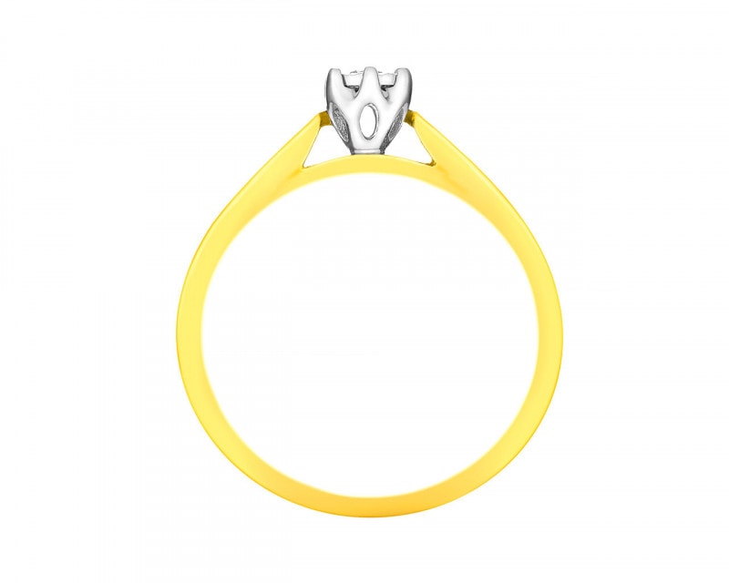 Yellow and white gold ring with brilliant 0,05 ct - fineness 750