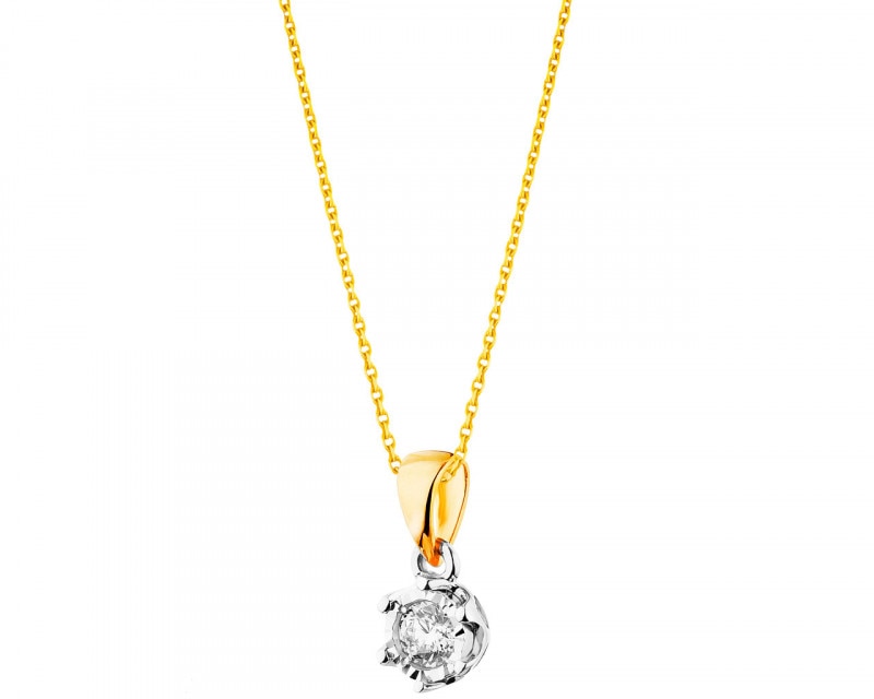 Yellow and white gold diamond pendant 0,10 ct - fineness 750
