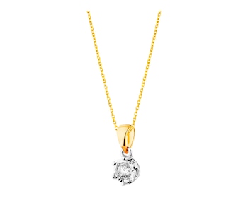 Yellow and white gold diamond pendant 0,10 ct - fineness 18 K