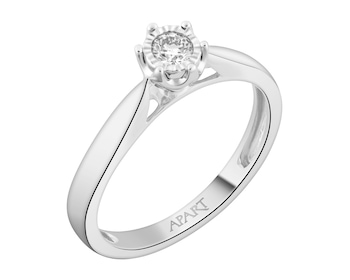 14ct White Gold Ring with Diamond - 0,12 ct - fineness 18 K