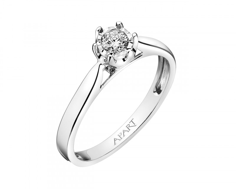 White gold brilliant diamond ring 0,18 ct - fineness 18 K