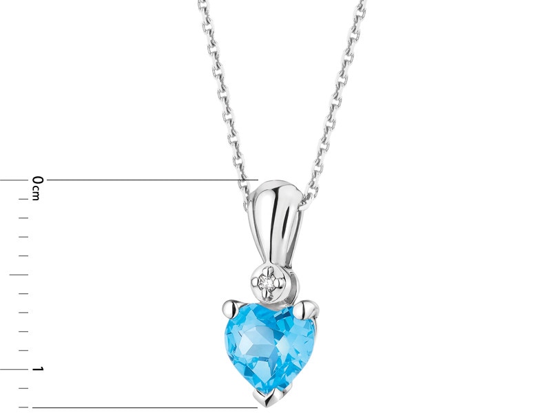 White gold pendant with diamond and topaz - fineness 18 K