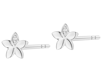 White gold earrings with diamonds - 0,008 ct - fineness 18 K