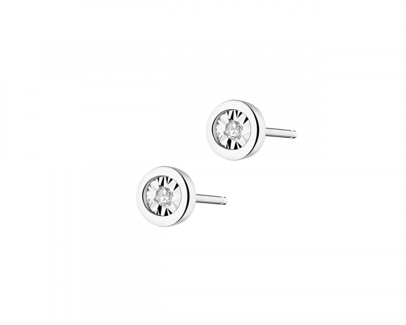 White gold earrings with diamonds 0,02 ct - fineness 18 K