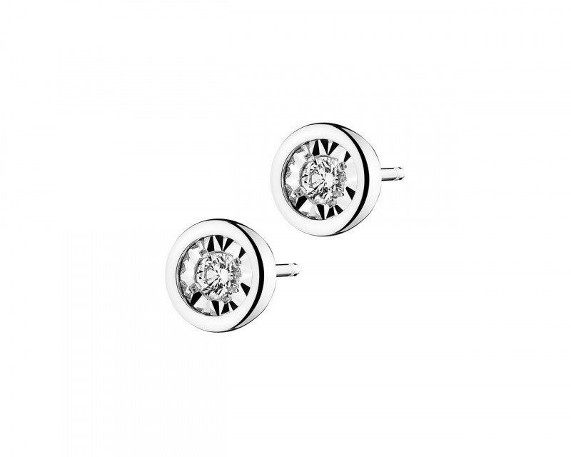 9ct White Gold Earrings with Diamonds 0,10 ct - fineness 18 K