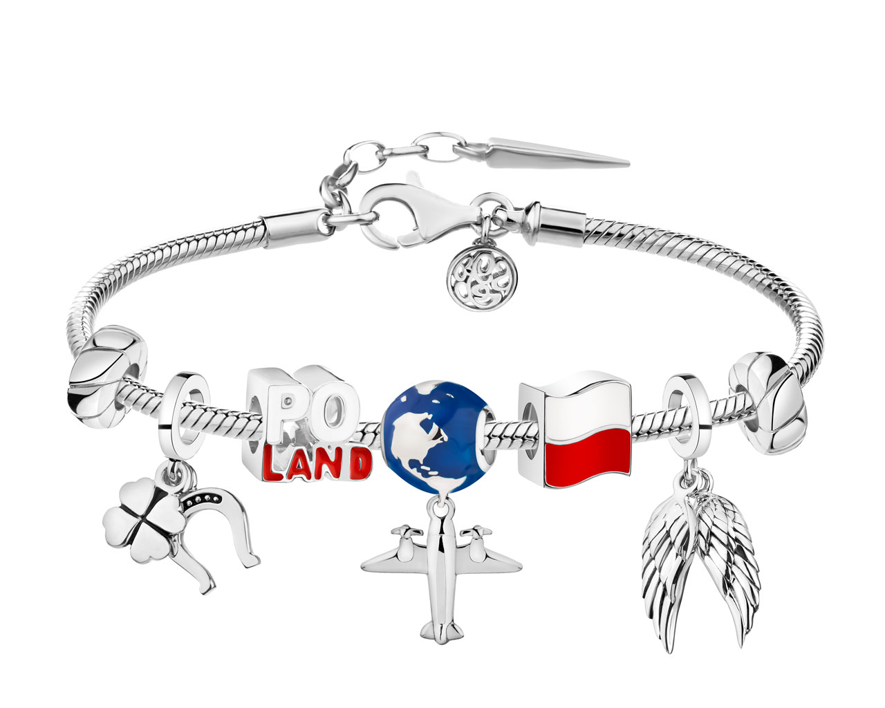 Bransoleta beads zestaw - Polska, flaga, samolot, kula ziemska, koniczyna, podkowa, skrzydła