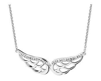 Náhrdelník z bílého zlata s diamanty - křídla anděla - 0,02 ct - ryzost 750