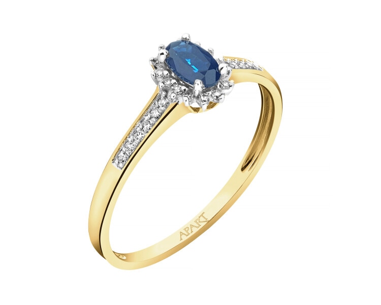 14ct Yellow Gold Ring with Diamonds - fineness 18 K